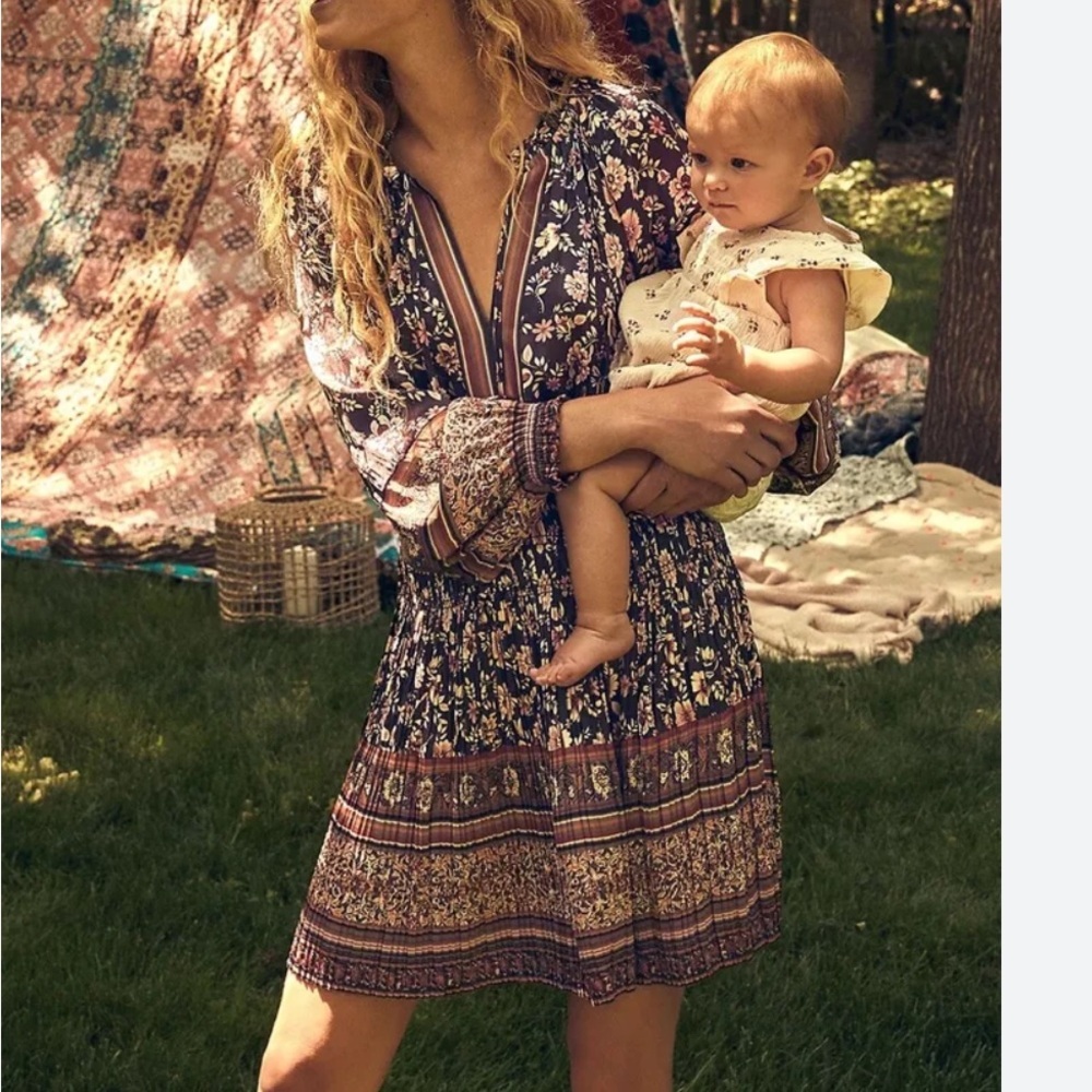 Anthropologie Brown/pink/cream Floral Mini Dress - Picture 2 of 12
